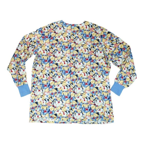 Landau Women Scrub Lab Coat Jacket Patriotic American Bears Size XL Made in USA - Picture 3 of 7